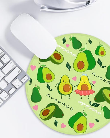 Avocado Round Mouse Mat, Funny Small Mouse Pad with Non-Slip Rubber Base, Home Office Decor Desk Accessory, 8.7 Inch Round