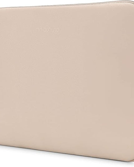 MOSISO Laptop Sleeve Bag 13 inch Compatible with MacBook Air 13.6 inch 2025-2022 M4 M3 M2/Air 13 inch 2022-2018 M1/Pro 13 2025-2016 M2 M1, PU Leather Padded Bag Waterproof Case, Apricot