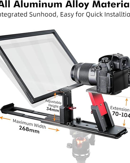 Desview T12S Teleprompter 12.9 inch Metal Teleprompter High Display Glass Compatible with Smartphone Tablet ipad Camera Easy Assembly Carry Case Included Great Partner for Video Making