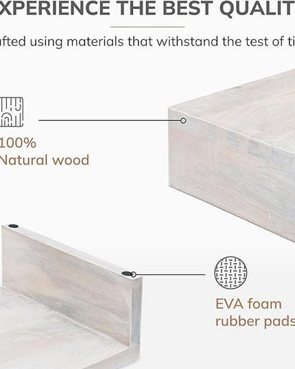 Anji Mountain Wooden Monitor Stand - Elegant Monitor Riser,Perfect Monitor Stand for Desk Organization, Durable Wood Construction monitor stands,Enhances Ergonomics and Workspace Efficiency,White Wash