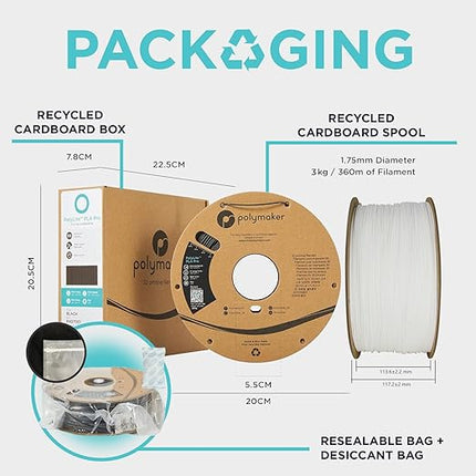 Polymaker PLA PRO Filament 1.75mm 3kg, Tough & High Rigidity White 3D Printing Filament, PolyLite PLA PRO 3D Printer Filament 1.75mm, Print with Most 3D Printers