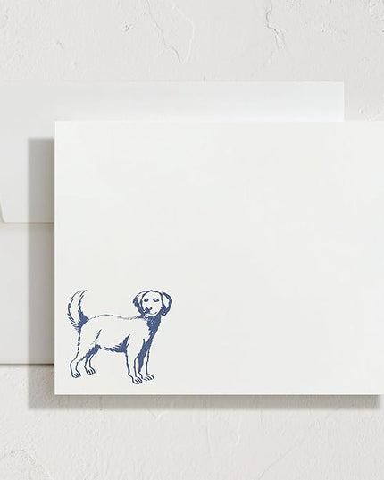 Minted Best Friend Stationery Set, Set of 10, Flat Note Cards & Envelopes for Invitiations and Handwritten Thank You Messages, Blue Dog Illustration, Gifts for Men & Women, Pet Lovers, Luxurious Paper