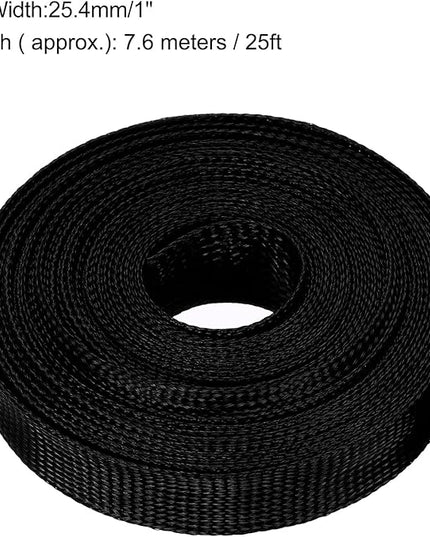 uxcell Expandable Sleeving, 1-inch 25ft Cable Sleeve, Black