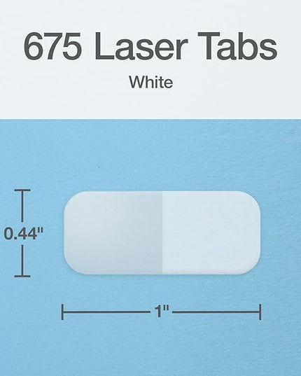 Redi-Tag Laser Index Tabs, Divider Tabs, Permanent Adhesive Index Labels Customizable Divider Labels, 7/16" x 1", White, 675 Tabs (B39000)