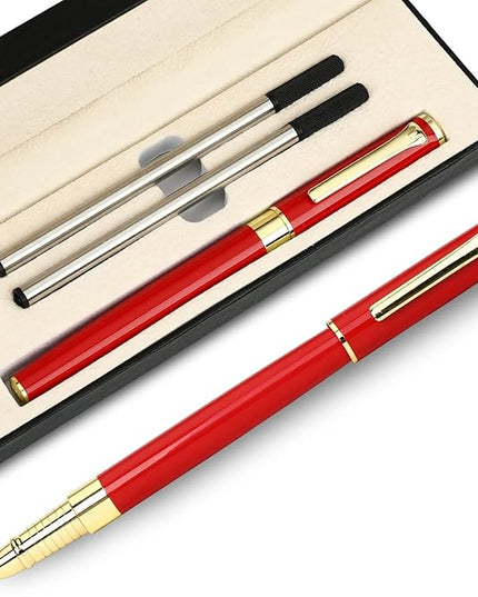 YIVONKA Luxury Ballpoint Pen Black Refill Line width 0.5mm,Best Office Pen Gift for Men & Women Professional Executive,Nice BallPens Classy Gift Box (Red)