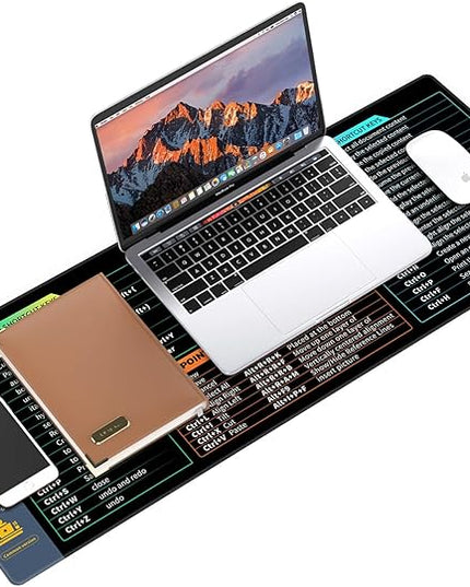 Galdas Gaming Mouse Pad XXL XL Large Long Extended Big Mousepad Non-Slip Rubber Keyboard Desk Pad with Stitched Edges for Laptop Home Office (31.5x11.8x0.08 Inch) … (Shortcut Keys1)