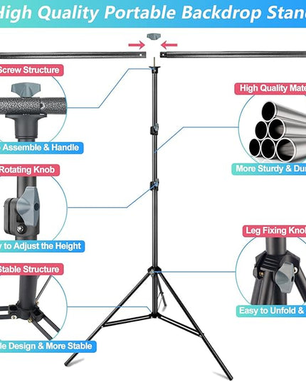 Green Screen Backdrop Kit with Stand, 5X6.5ft Portable Green Screen Backdrop with Stand kit, GreenScreen Background with Stand Carrying Bag Clamp for Streaming Video Zoom