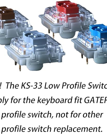 GATERON KS-33 Low Profile 2.0 Red Keyboard Switches, 3 Pin 50gf RGB LED Factory Pre-lubed Fit for NuPhy/Keychron Mechanical Keyboard (Red,35PCS)