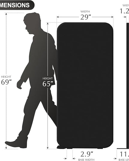 DECOLAB Room Partition Panel, Freestanding Portable Privacy Cubicle Partition for Offices, Classroom, Studio, Healthcare, Workspace, Scratch Resistance, 29"x65" Midnight