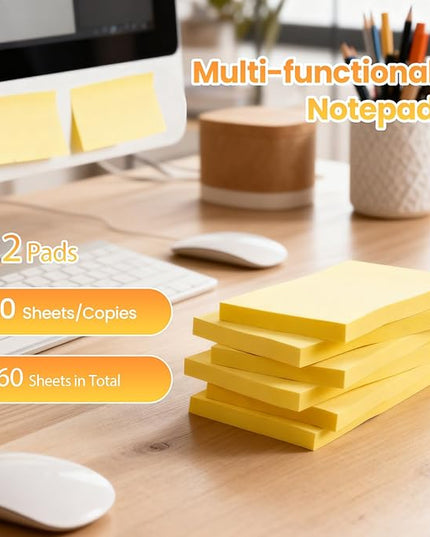960 Sheets 3 in x 5 in Large Sticky Notes, 76 x 127 mm 6 Pads Assorted Self-Stick Pads for Notebook,Office,School and Home,80 Sheets/Pad (12 Pads Yellow)