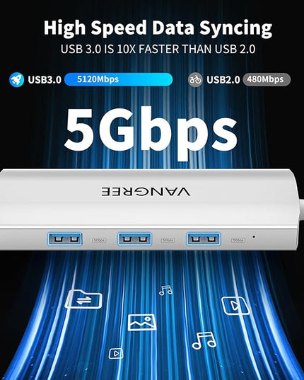 USB C Hub 8 in 1 Multiport Adapter, 3 USB 3.2 Gen 2 Ports with 10Gbps, 3 USB-A 3.0 5Gbps, 4K@60Hz HDMI, 100W PD, USBC Splitter for MacBook Pro, iPad Pro, Mac mini and More(Not Support USB-C Monitor)