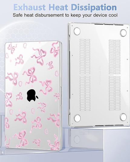 May Chen Case for MacBook Pro 14 inch, Models A2442 A2779 A2918 A2992 A3401 A3185 A3112 A3434, M1 M2 M3 M4 M5 Chip (2021-2025 Release), Plastic Hard Shell Case with Keyboard Cover, Heart Bow
