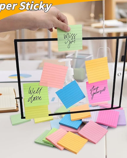 60 PCS Lined Sticky Notes 3x3In Colorful Sticky Notes 75 Sheets/Pad 12 Colors,Bright Ruled Post Stickies Multicolor Memo Note Pads for Teacher Student School Office Meeting Blank Desk Pads,4500 Sheets