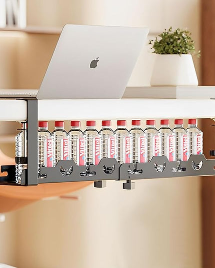 Cable Management Under Desk Tray 15.7-29 inch Under Desk Cable Management Black Extendable Under Desks Cable Managements No Drill Under Desks for Wire Managements