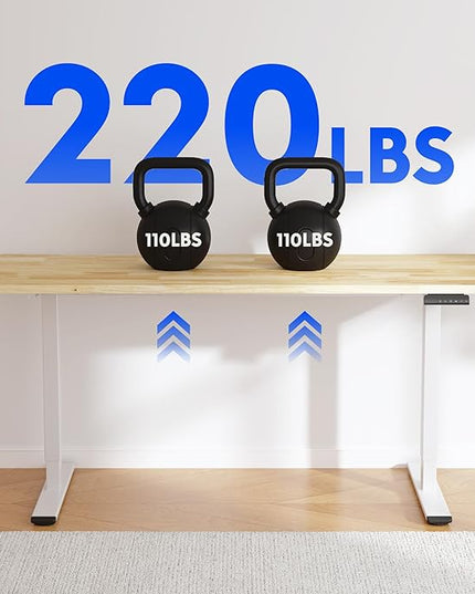 FLEXISPOT E3 Solid Wood Dual Motor 71 x 30 Electric Standing Desk Sit Stand Desk, Holds 220 lbs, Adjustable Height w/Memory Presets, Butcher Block Rubberwood Desktop & White Frame, Ships in 2 Boxes