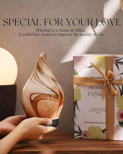 Porseme 150ml Essential Oil Diffuser Glass Color Changing Aroma Air Diffusers Aromatherapy Ultrasonic Cool Mist Humidifier 4 Running Hours Waterless Auto-Off for Sleeping Yoga Office Spa (Jupiter)