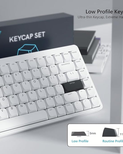 Womier Keycaps, Low Profile Keycaps, Shine Through Custom PBT Keyboard Key caps for 60% 65% 75% 80% 100% Cherry Gateron MX Switches Mechanical Keyboard,White Backlight