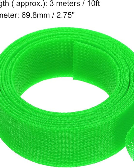 uxcell Expandable Sleeving,2 3/4-inch 10ft Cable Sleeve, Green