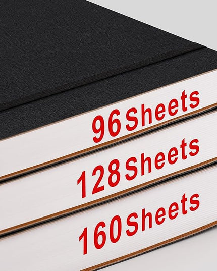 AHGXG Bullet Dotted Journal - Large A4 Notebook Dotted, 8.5''×11'', 320 Pages Dot Grid Notebook, 100gsm Thick Paper, Leather Softcover, with Journal Stencils, Inner Pocket - Black