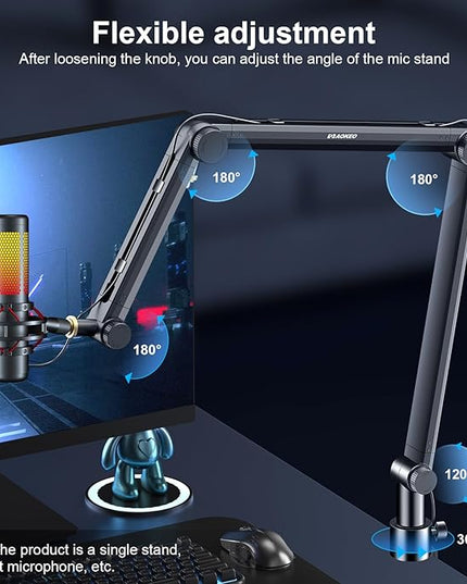 Microphone Arm,Aokeo AK-49 Adjustable Compact Mic Suspension Boom Scissor Arm Stand For Blue Yeti,Snowball iCE, HyperX QuadCast,SoloCast,Elgato Wave,Etc