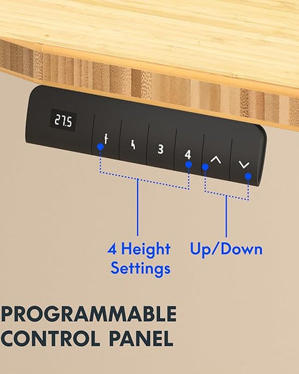 FLEXISPOT E3 Bamboo Dual Motor Electric Standing Desk 48 x 24 Sit Stand Up Desk, Holds 220 lbs, Adjustable Height w/ Memory Presets, Solid Bamboo Curved Desktop & White Frame, Ships in 2 Boxes