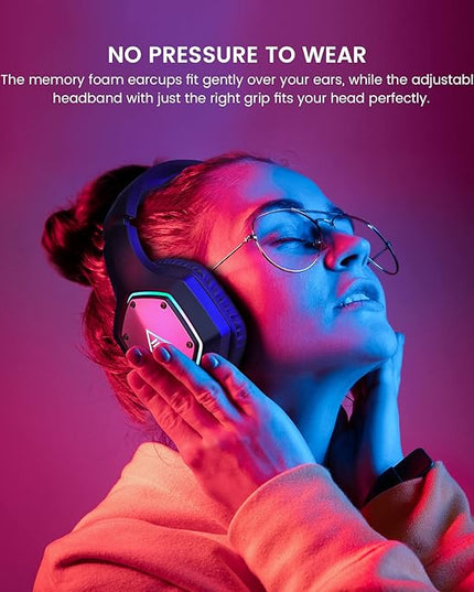 EKSA E1000 V2 Gaming Headset, PC Headset with USB C Plug, Wired Headphones with Noise Canceling Microphone, 7.1 Surround Sound, RGB Light, include USB Adapter for Computer,Mac, PS4/PS5 Console, Laptop