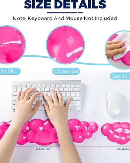 Gel Cloud Keyboard & Mouse Wrist Rest Set - Cloud Keyboard Wrist Rest Pad & Mouse Support for Office Gaming Pad Computer Laptop Ergonomic Comfortable Pain Relief- Cloud Pad Set