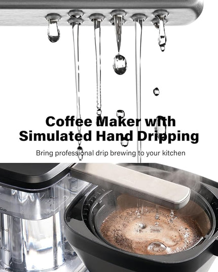 SHARDOR 8-Cup Drip Coffee Maker with Reusable Filter and Glass Coffee Pot，Black and Sliver