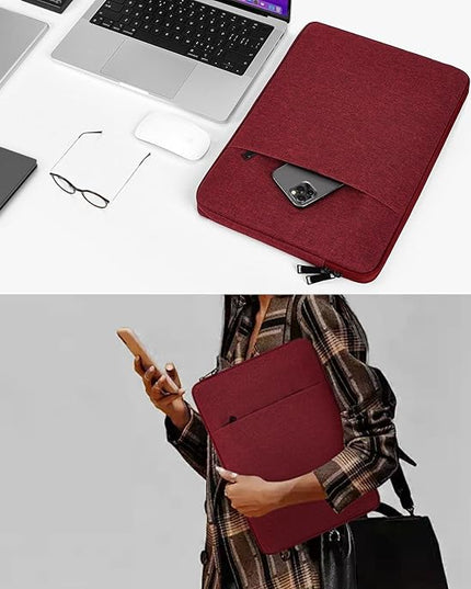 Laptop Sleeve Case 17 inch, Padded Shockproof Protective Carrying Bag for HP 17.3 Laptop/Pavilion 17/ Envy 17, 17.3-in Water-Resistant Computer Bag Cover with Accessory Pocket -Wine Red