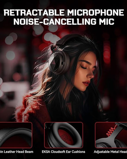EKSA E900X 5.8G Wireless Gaming Headset with Micphone for PC PS4, PS5, Computer, Laptop - Dual Mic ENC Call Noise Cancelling Headphones - 7.1 Srround Sound - Over Ear Headphones for TV, Music, Meeting