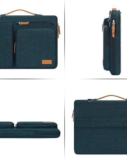 MOSISO 360 Protective Laptop Shoulder Bag,13-13.3 inch Computer Bag Compatible with MacBook, HP, Dell, Lenovo, Asus Notebook,Side Open Messenger Bag with 4 Zipper Pockets&Handle, Teal Green