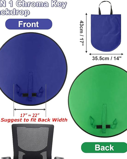 Cosmos 1 Pc Blue Screen Backdrop 43 in / 110 cm Diameter Foldable Portable Photography Background Green Screen Chroma Key Backdrop for Photography Photo Video Studio, Live Streaming, Video Meeting