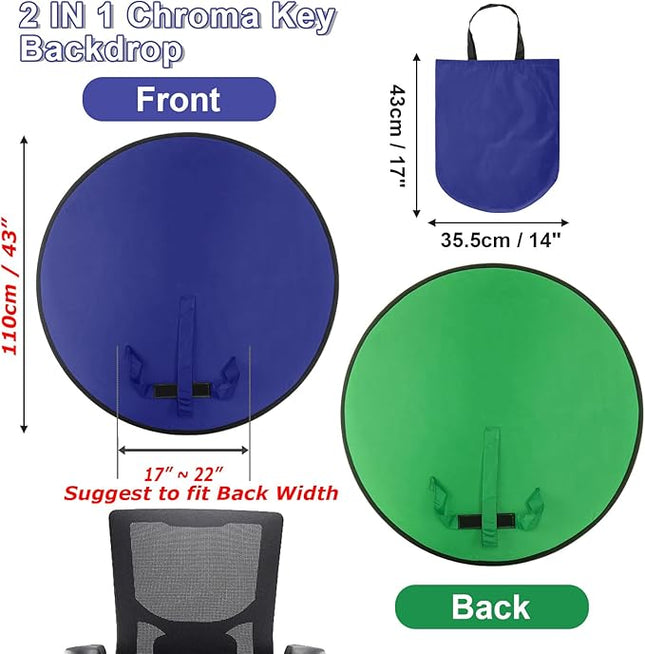 Cosmos 1 Pc Blue Screen Backdrop 43 in / 110 cm Diameter Foldable Portable Photography Background Green Screen Chroma Key Backdrop for Photography Photo Video Studio, Live Streaming, Video Meeting