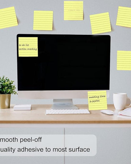 48 Pack 3840 Sheets Lined Sticky Notes 3X3 in Ruled Self Sticky Note Pads 80 Sheets/pad Colorful Sticky Notes with Lines Post Notes for Office, Home, School, Meeting