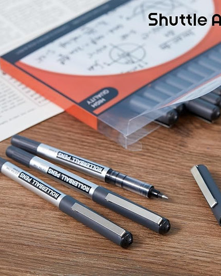 Shuttle Art RollerBall Pens, 25 Pack Black Fine Point Roller Ball Pens, 0.5mm Liquid Ink Pens for Writing Journaling Taking Notes School Office