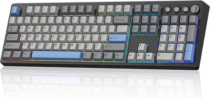 Wireless Mechanical Keyboard,104 Keys 100% Full Size with Number Pad,Gasket Mounted Creamy Sound,Hot Swappable,Knob& Media Keys,Bluetooth/2.4GHz/USB-C for Gaming/Typing/Win/Mac/PC (Carbon Black)