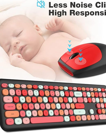 MOFII Wireless Keyboard and Mouse Combo Silent, Slim Compact 2.4G USB Full Size, Cute Keyboard 110 Keys for PC, Notebook, MacBook, Tablet, Laptop, Windows System