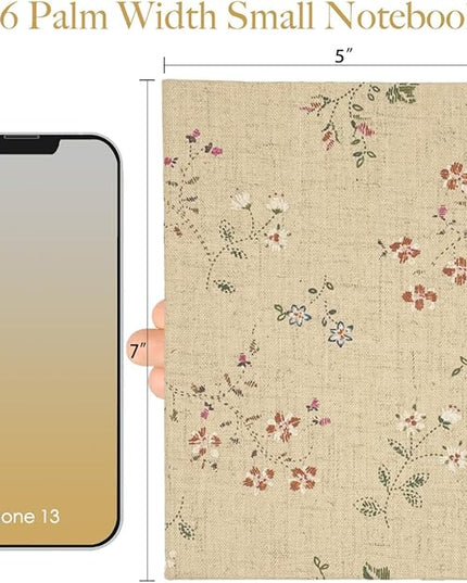 Floral Linen Journal, Similar Embroidered, Small Notebooks 5x7, Lay Flat Sketchbook, B6 Notebook, Hardcover, Lined & Unlined Notebook, Apricot