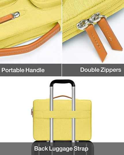 MOSISO 360 Protective Laptop Case 13.3 inch, 13-13.3 inch Laptop Sleeve Compatible with MacBook Air/Pro 13 / Pro 14,HP Dell Acer ASUS,Side Open Carrying Case with 4 Zipper Pockets&Handle, Yellow