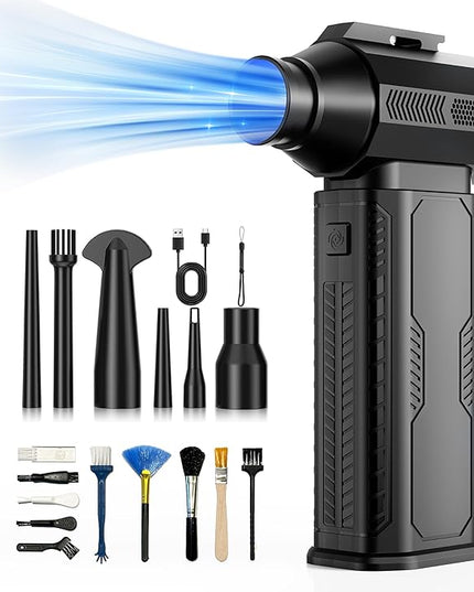 Compressed Air Duster, 130,000RPM Ultra-Powerful Cordless Electric Air Duster with 8000mAh Rechargeable Battery, 4-Gear Adjustable Air Blower for Keyboard, Computer, Car, Home Cleaning