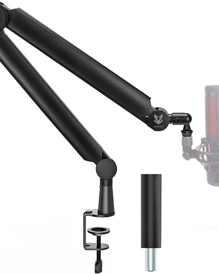 Sensic SA-30 Microphone Boom Arm, 360° Rotatable Mic Stand with 6 inch riser, Microphone Holder with 1/4", 3/8" and 5/8" Adapters, Professional Microphone Arm with Accessories, Mic Boom Arm Black