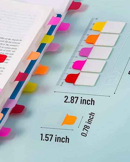 Golcellia 6 Pcs Sticky Tabs for Notebooks, 600 Pcs 5-Color Index Tabs with Flags, Divider Page Markers for Books, Binders, Bible Study & Office Supplies