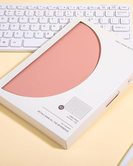 CAGIE Lined Journal for Women, 100GSM Leather Journals for Writing with Buckle Closure,A5 Hardcover Diary Journaling Notebooks for Business Work School Note Taking 5.9" x8.59 (Pink)