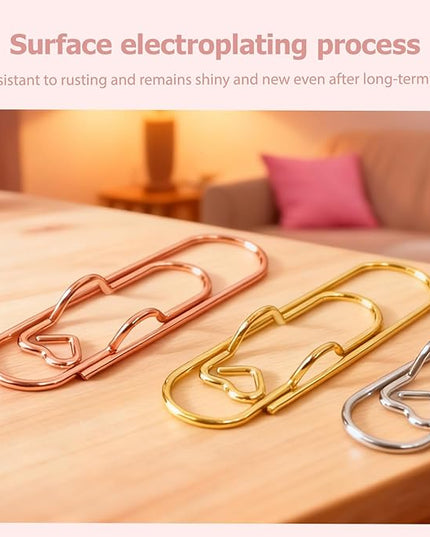 12 Pcs Colorful Metal Pen Clips,Pen Holder Clips for Notebook Journal and Book,Heart Papers Paperclip Bookmarks,School Office Supplies for Students Professionals and Teachers (Rose Gold)