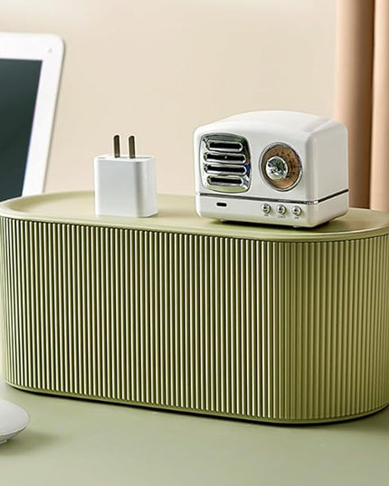 Cable Management Box,Desk Cord Organizer with Groove Cover,Plastic Cord Hider Box,Large Cable Box Organizer,Power Socket Management for TV/Computer/Router/Games Console Cable Storage (Green)