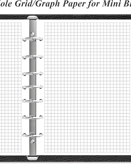 A5 Grid Refill Paper, 7-Hole Graph Paper, 100Sheets / 200Pages Loose-Leaf Grid Paper, 100gsm White Paper, 5.8" x 8.3 "