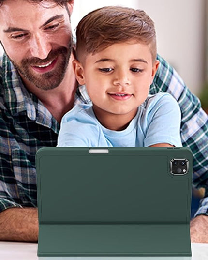 ZryXal iPad Pro 11 Inch Case (M5) 2025/ (M4) 2024 (Model: A2836/A2837/A3006), Trifold Stand Smart Cover with Pencil Holder and Soft TPU Back, Auto Wake/Sleep (Update Midnight Green)