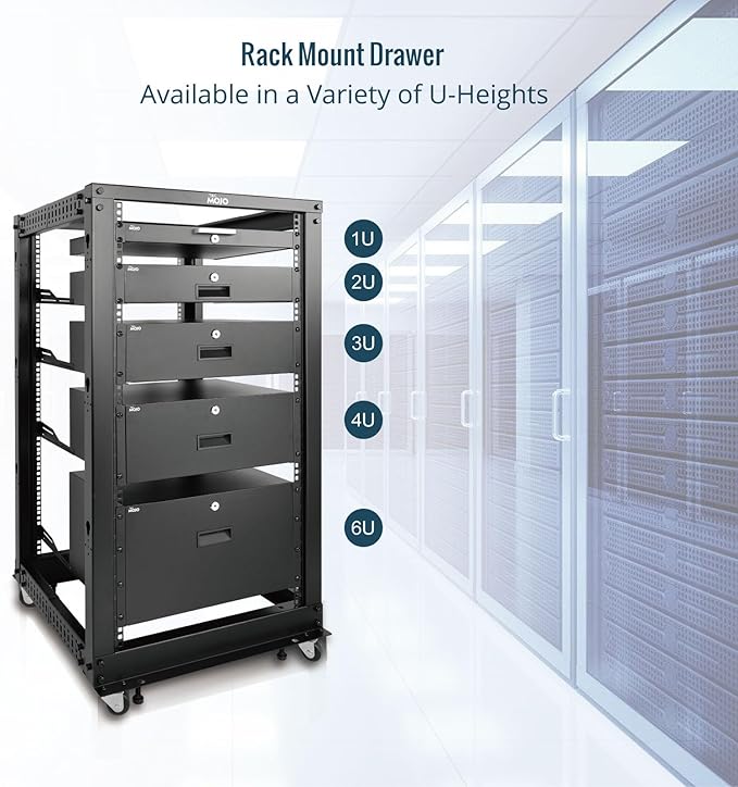 Tecmojo 6U Rack Drawer,Rack Mount Drawer for 19in Network Equipment/Server/AV Rack or Cabinet Enclosure,Sliding and Lockable Server Rack Drawer - Load-Bearing 44lb (20kg),with Cable Management Holes