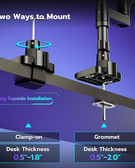 ARES WING Dual Monitor Arm Desk Mount for 17-49 Inch Ultrawide Monitors, Heavy Duty Dual Monitor Mount Holds 44 lbs, Full Motion Gas Spring Vertical Stacked Monitor Mount, 75/100 VESA Mount, Black
