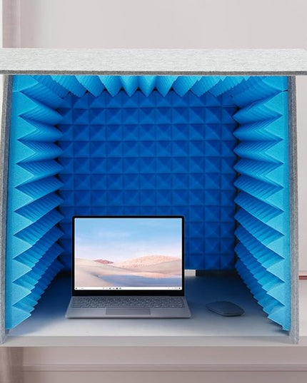 60x60cm Foldable Desktop Soundproof Booth for Voice Recording with Noise Reduction Sponge and Polyester Panels